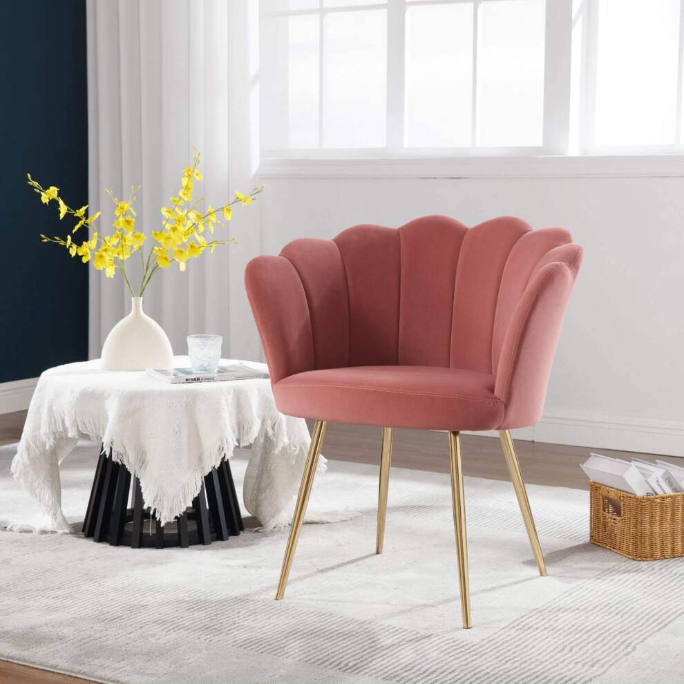 (Pink) Elegant Round Scallop Chair Compact And Stylish