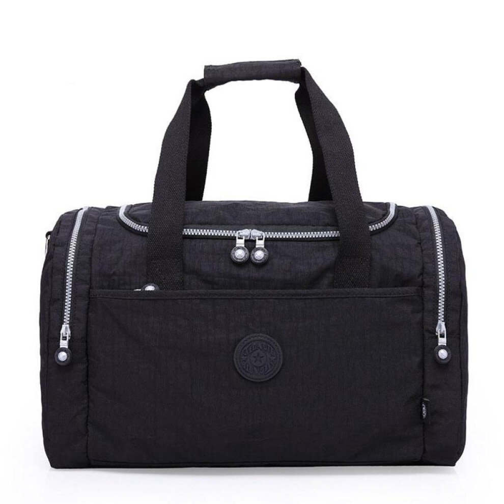 (black, 45*24*29cm) Nylon Large Capacity Travel Bag Fashionable Waterproof Lightweight Wear-resistant Casual Handbag One Shoulder Portable Dual-purpose Travel Bag