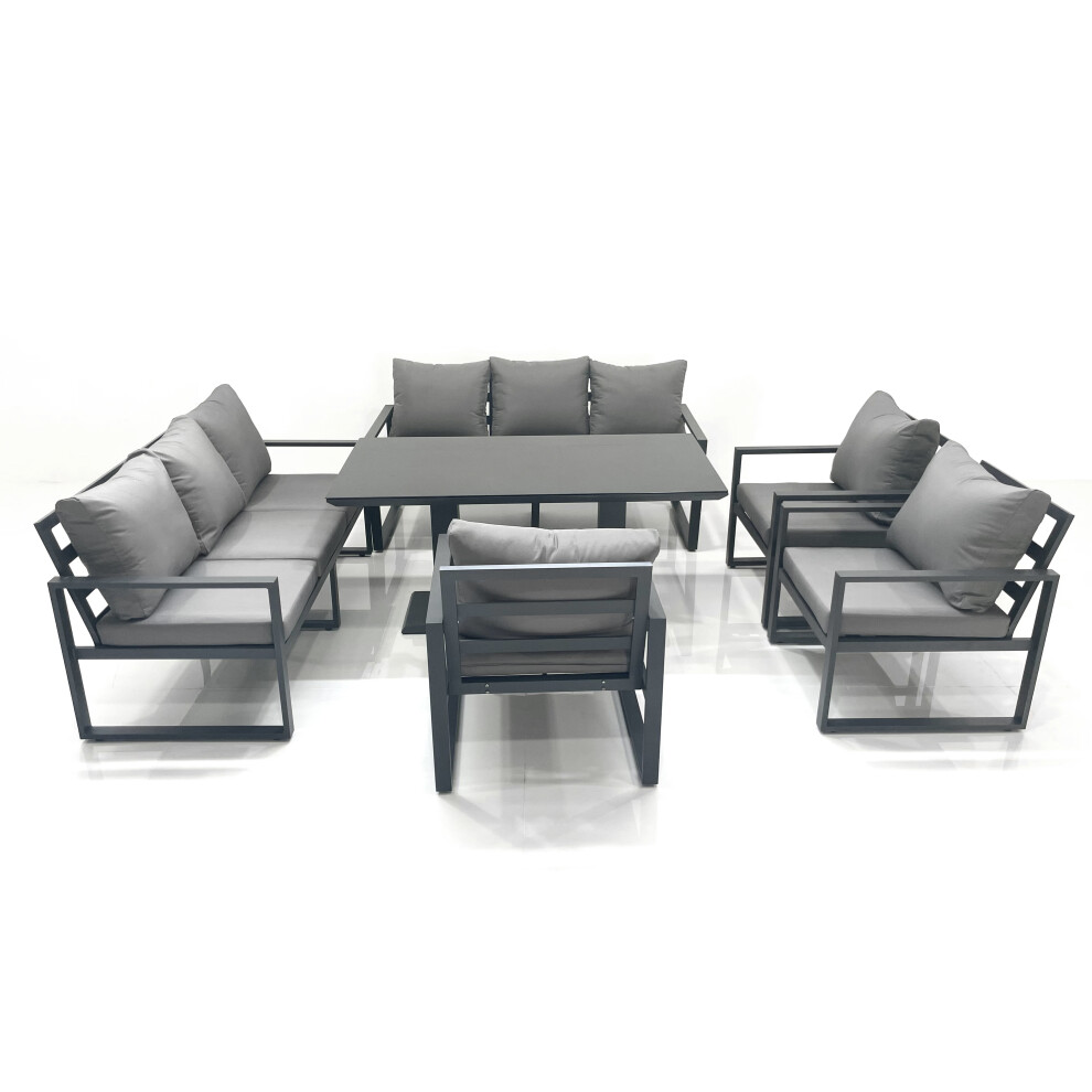 Fimous Garden Sofa Set Aluminium Furniture Rising Dining Tabe Set With 3 Chair Dark Grey