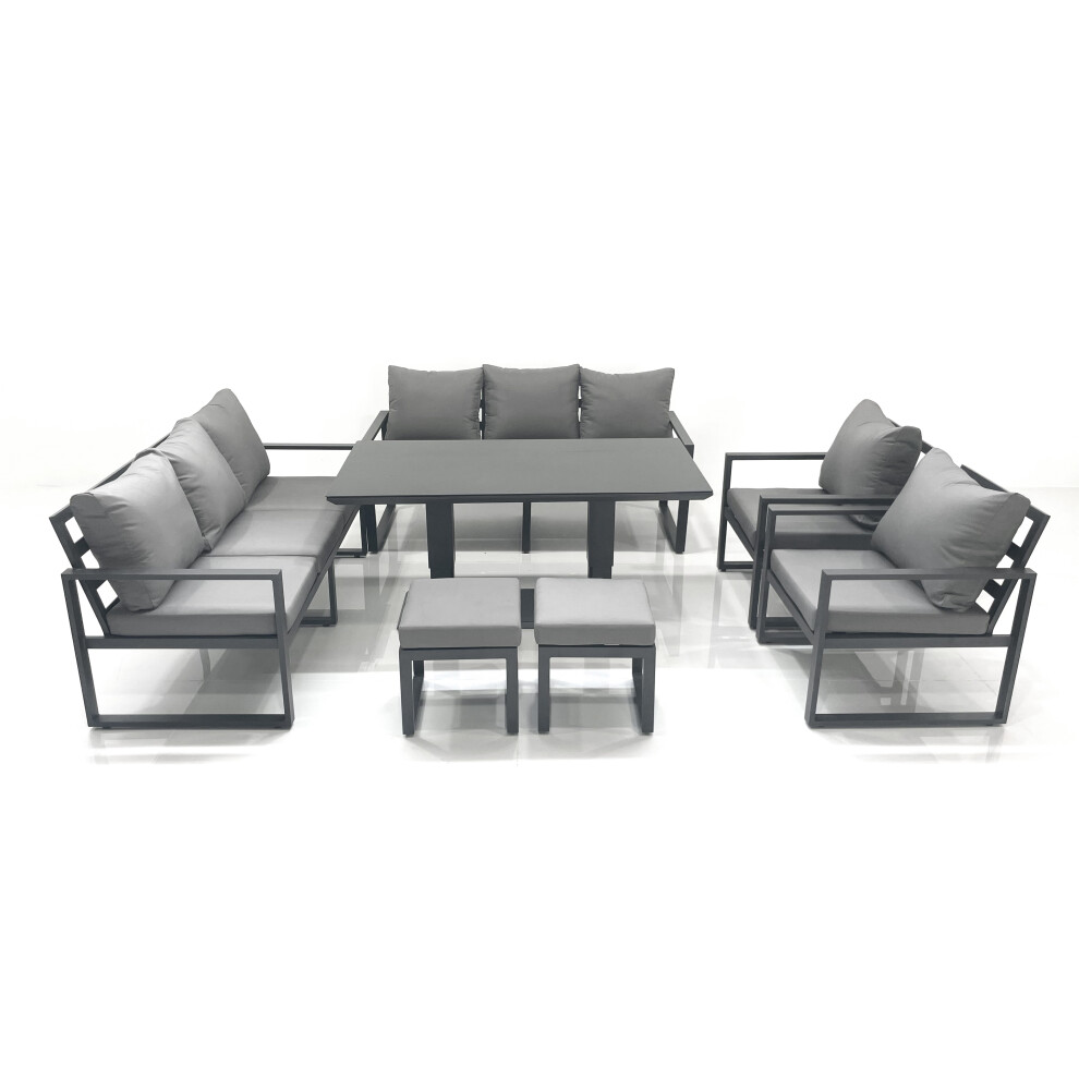 Fimous Garden Sofa Set Aluminium Furniture Rising Dining Tabe Set with 2 Chair 2 Small Footstools Dark Grey-image-OPC-PFSS7RC-NEW