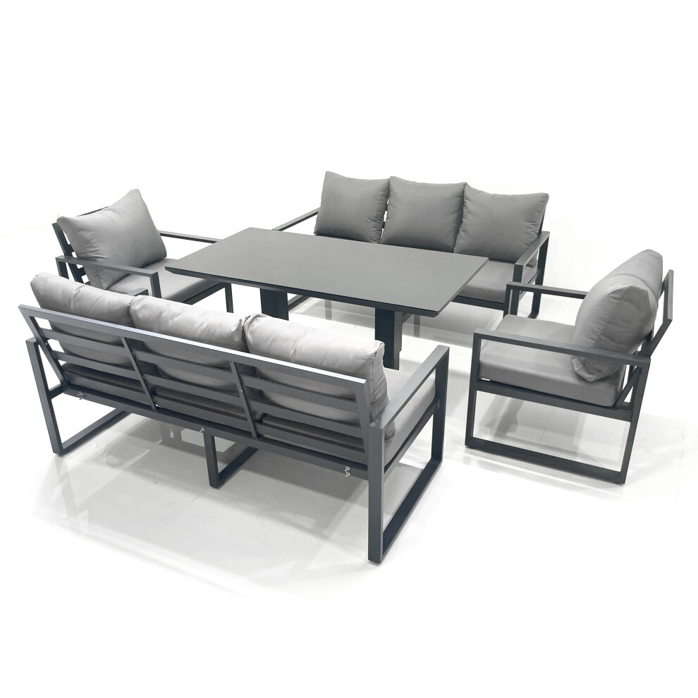 Fimous Garden Sofa Set Aluminium Furniture Rising Dining Tabe Set With 2 Chair Dark Grey