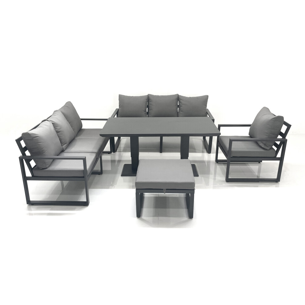 Fimous Dark/Grey Outdoor Garden Furniture Set Aluminium Lounge Sofa Adjustable Rising Lifting Dining Table Sets With Big Footstool - Image 2