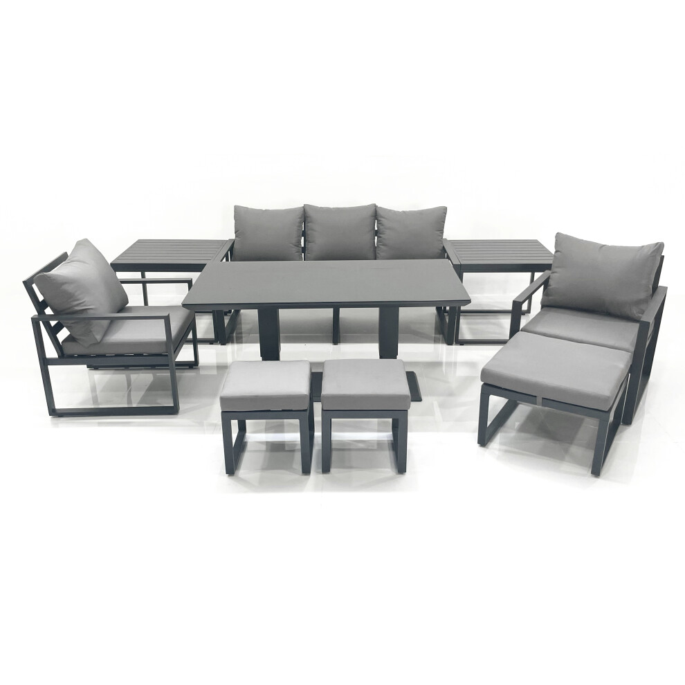 Fimous 8-Seater Aluminium Outdoor Garden Furniture Set Adjustable Rising Dining Table - Image 3