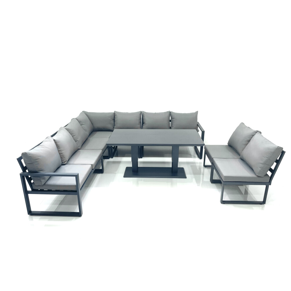 Fimous Unisex Dark Grey Seater Outdoor Aluminum Garden Furniture Set Corner Sofa Rising Lifting Dining Table Sets Size 9 - Image 2