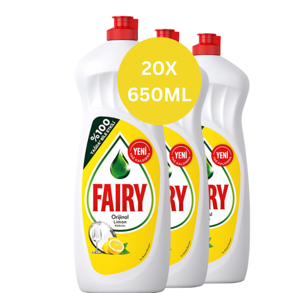 Fairy Washing Up Liquid Lemon Fragrance 20x 650ml Bulk Fairy Washing Liquid