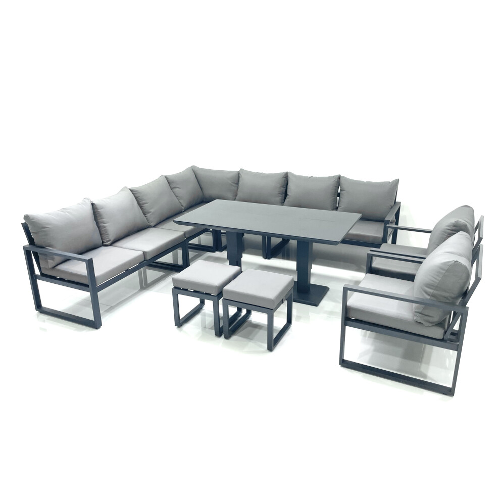 B&Q - 11 Seater Outdoor Aluminum Garden Furniture Set Corner Sofa 2 Chair 2 Small Footstool Adjustable Height Table Sets - Image 2