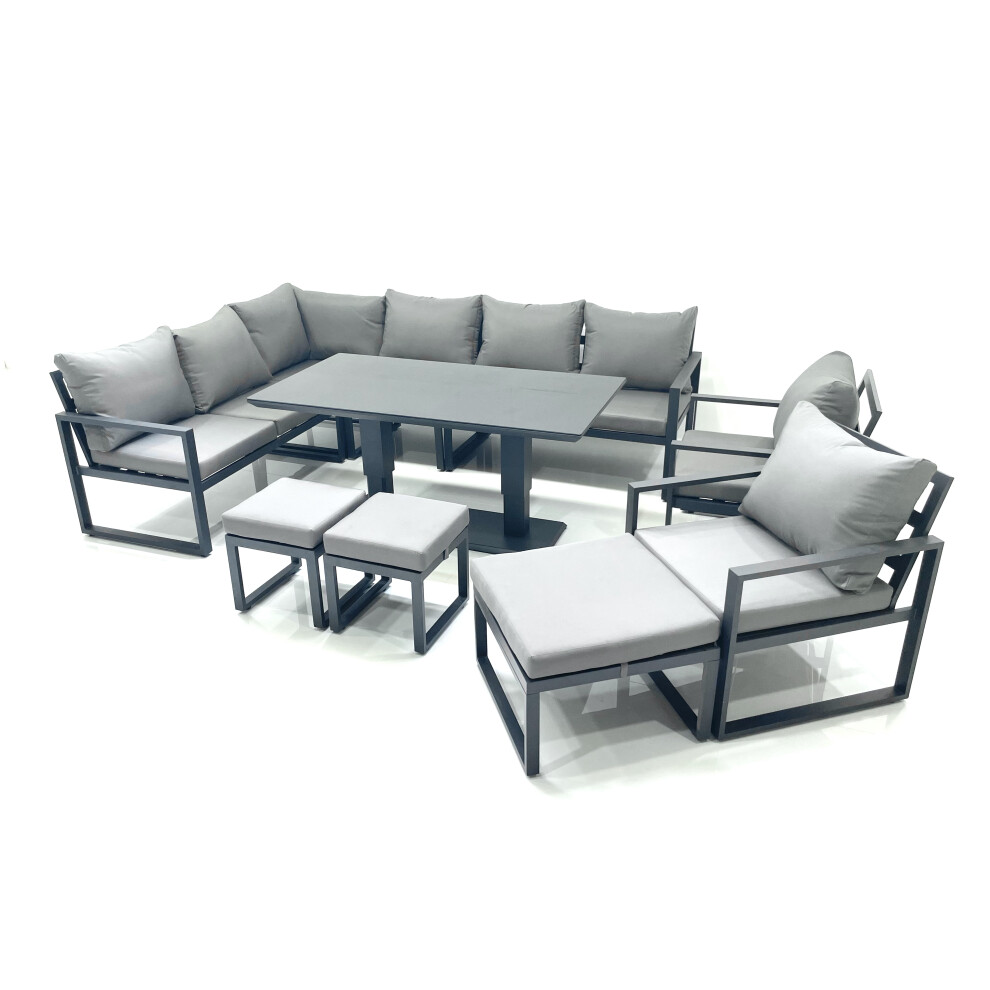B&Q - Aluminum Outdoor Garden Furniture Set Corner Sofa 2 Chair 3 Footstools Adjustable Rising Lifting Dining Table Sets - Image 2