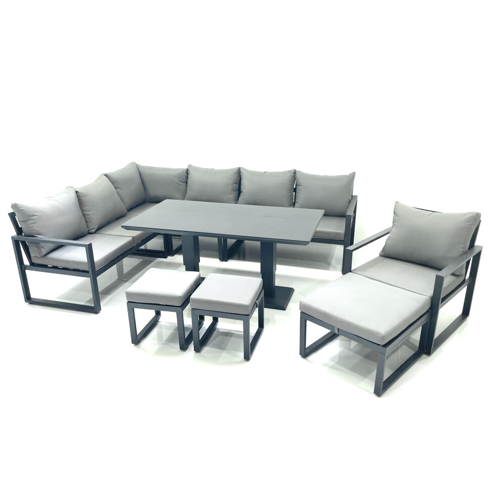 B&Q - Aluminum Outdoor Garden Furniture Set Corner Sofa Chair 3 Footstools Adjustable Rising Lifting Dining Table Sets - Image 2