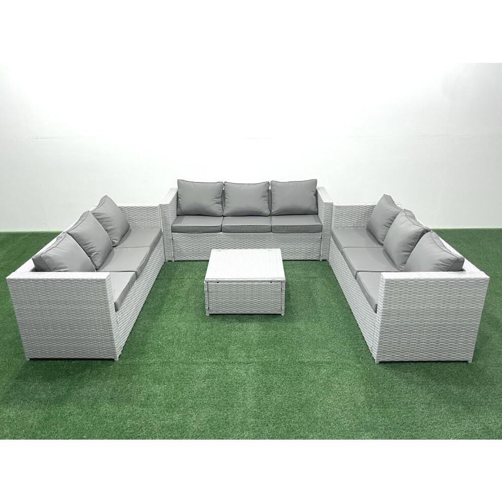 Fimous Rattan Garden Outdoor Furniture Set 9 Seater Rattan Garden Sofa Set Light Grey Mixed