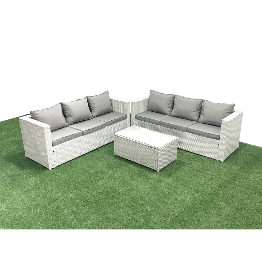 Fimous Garden Outdoor PE Rattan Furniture Set 6 Seater Rattan Garden Sofa Set Light Grey Mixed