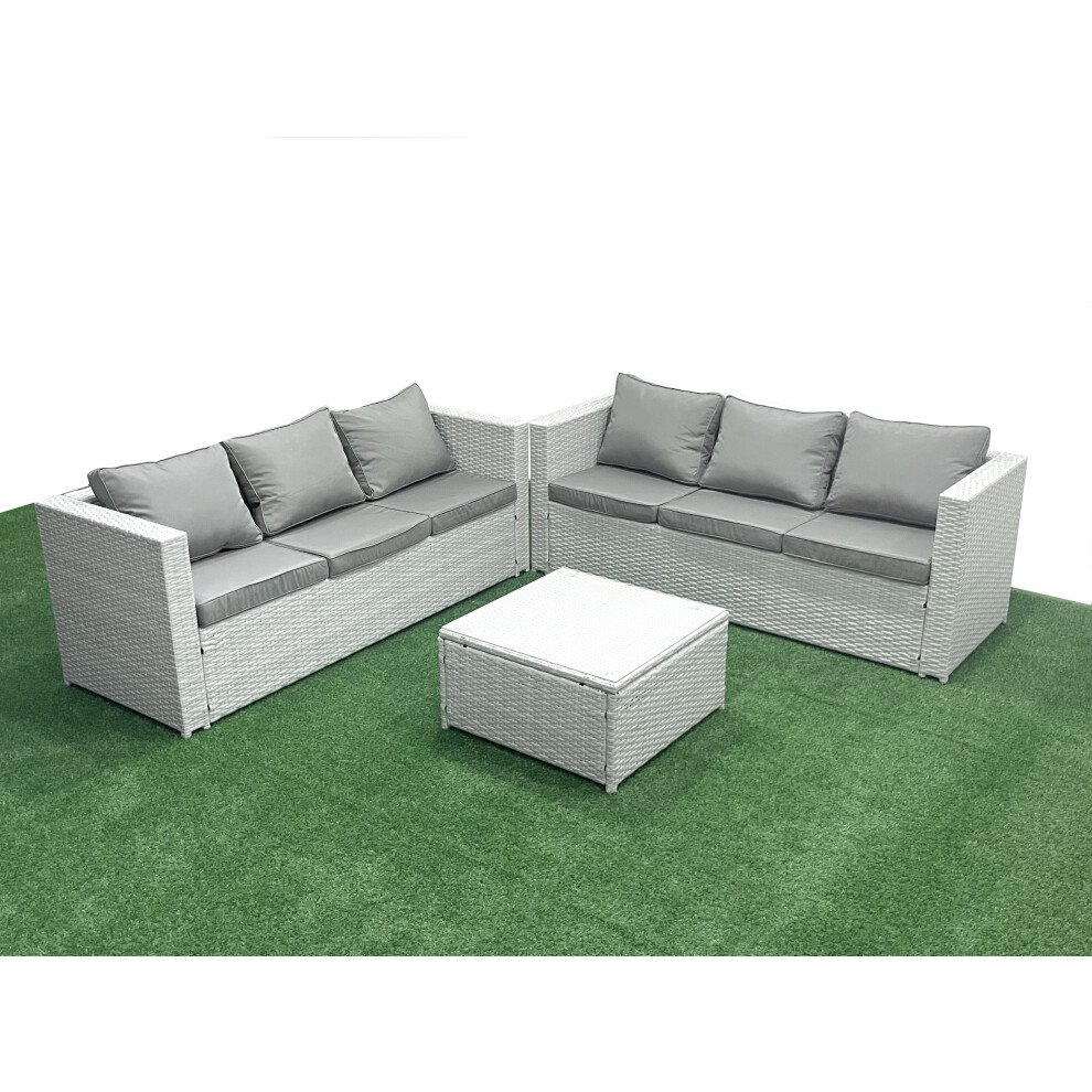 Fimous Rattan Garden Outdoor Furniture Set 6 Seater Rattan Garden Sofa Set Light Grey Mixed