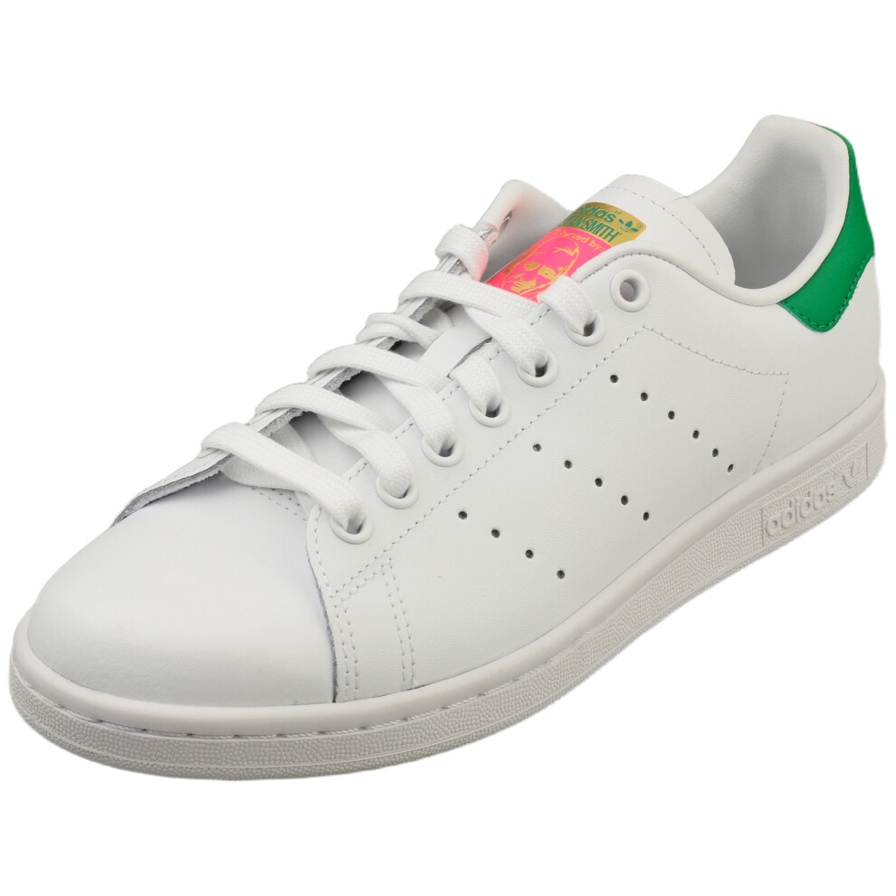 (4) adidas Stan Smith Womens Classic Trainers in White Green Pink