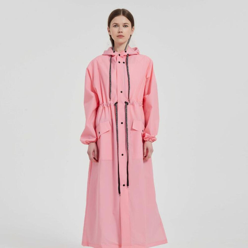 (pink, L) Eva Long Raincoat Unisex Male Women Rain Coats Poncho Suit Jacket Tourist Bike Ladies Running Hooded Hiking Rainwears Waterproof
