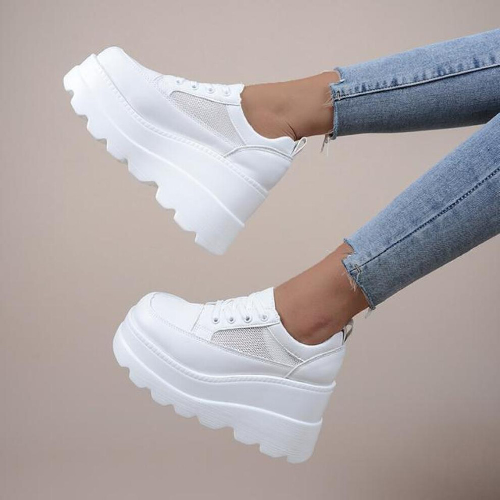 (white, 43) White Wedge Sneakers Shoes Platform Breathable Hollow Shoes Chunky Platform Heel Pumps Shoes Women Heels