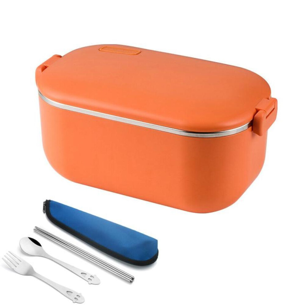 (yellow, 220V - EU Plug) Stainless Steel Electric Heating Lunch Box Car Us Eu Plug 220v 110v 12v Office Outdoor Portable Food Heated Warmer Container