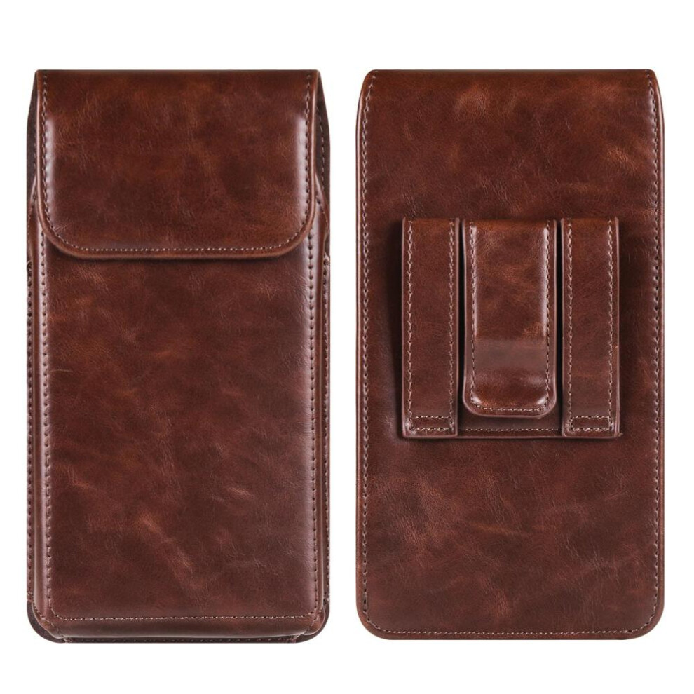 (coffee, L(7.2 Inch)) Cow Leather Belt Clip Phone Case Men Waist Bag Holder For iPhone 16 15 Pro Samsung Galaxy S24 S23 S22 Plus Xiaomi Redmi Note 13 12 Oppo Holster Pouch