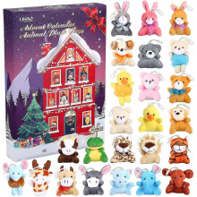 Christmas Advent Calenar 24 Days Countdown Calendar with Plush Animal Toys for Kids Xmas Gifts