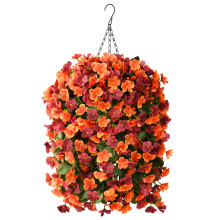 Artificial Fake Hanging Flowers Plants Baskets for Outdoors Fall Decoration Fake Silk Orange-Brown Orchid UV Resistant Look Real for Home Outside Gar