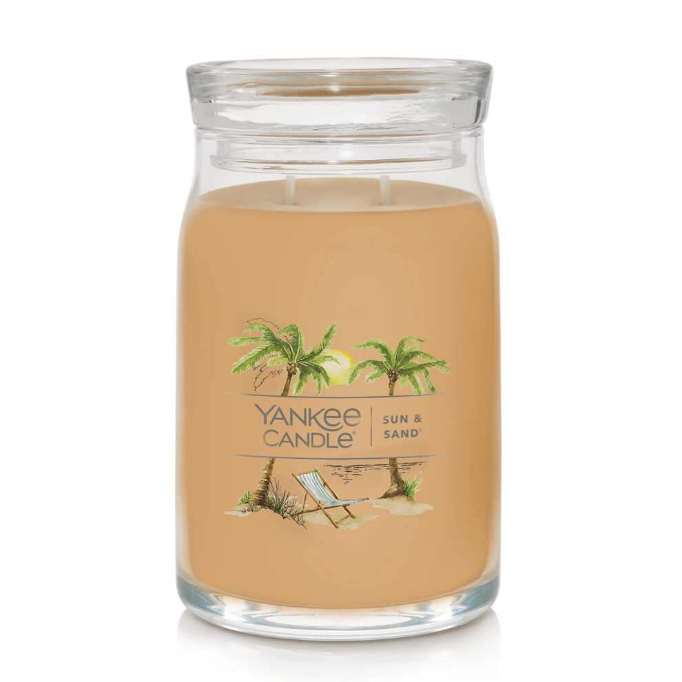 Yankee Candle Sun & Sand Scented  Signature 20oz Large Jar 2-Wick Candle  Over 60 Hours of Burn Time