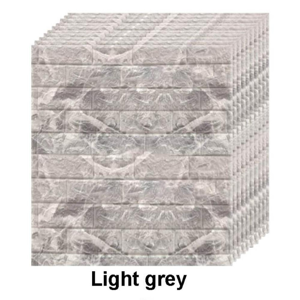 (grey, 10pcs35*38/4mm) Self Adhesive Wallpaper3D Brick Wall Panel Waterproof Foam Wall Stickers Home Decor Living Room