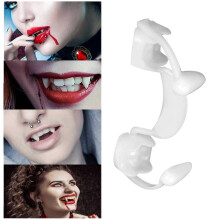 (13mm) Vampire Teeth Zombie Ghost Devil Dentures Fangs Canine Fake Tooth With Case Halloween Cosplay Prop Toy