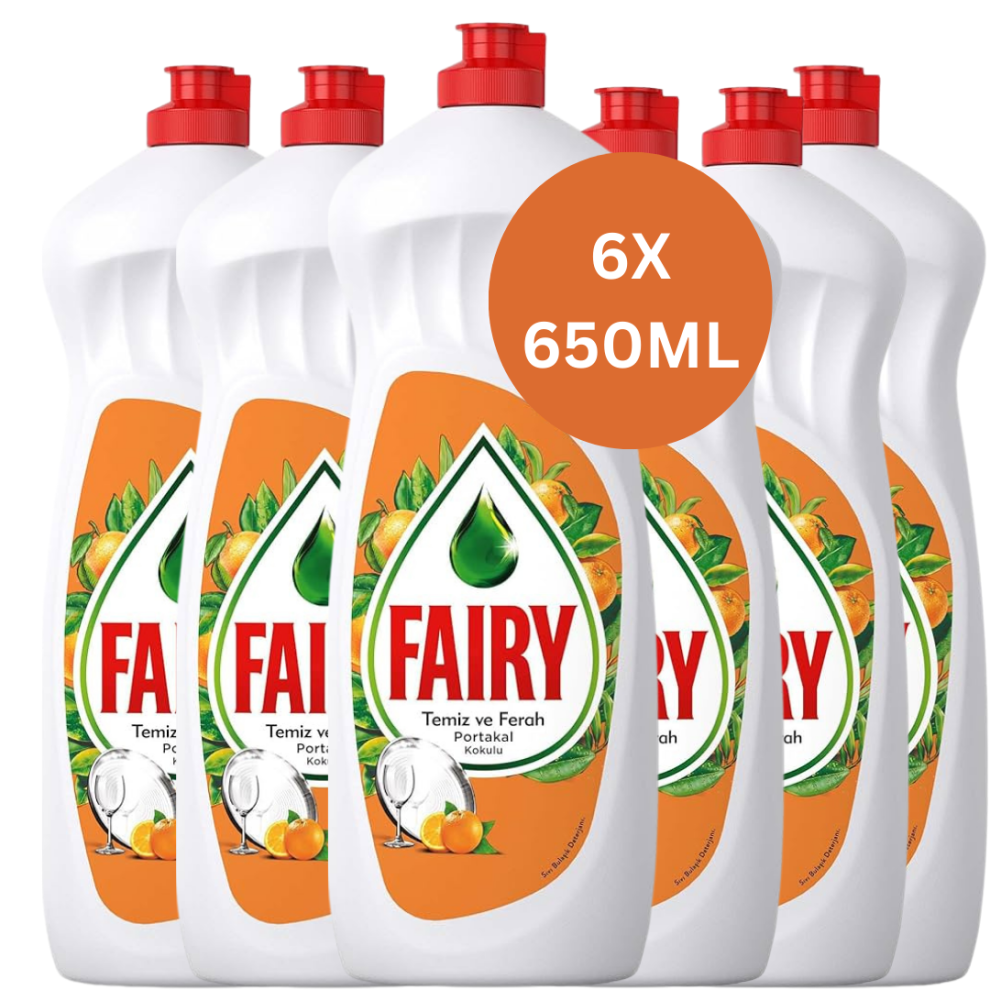 Fairy Washing Up Liquid Orange Fragrance 6x 650ml Bulk Festive Fairy Liquid