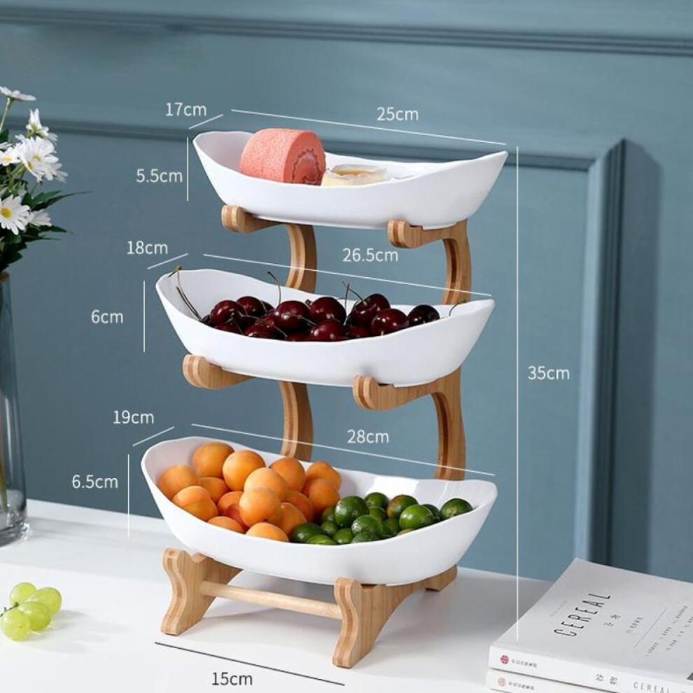(white, L) 2021 New Fruit Tray Living Room Coffee Table Creative Modern Household Ornaments Multilayer Nordic Online Celebrity Light Luxury Plastic Snack Tray