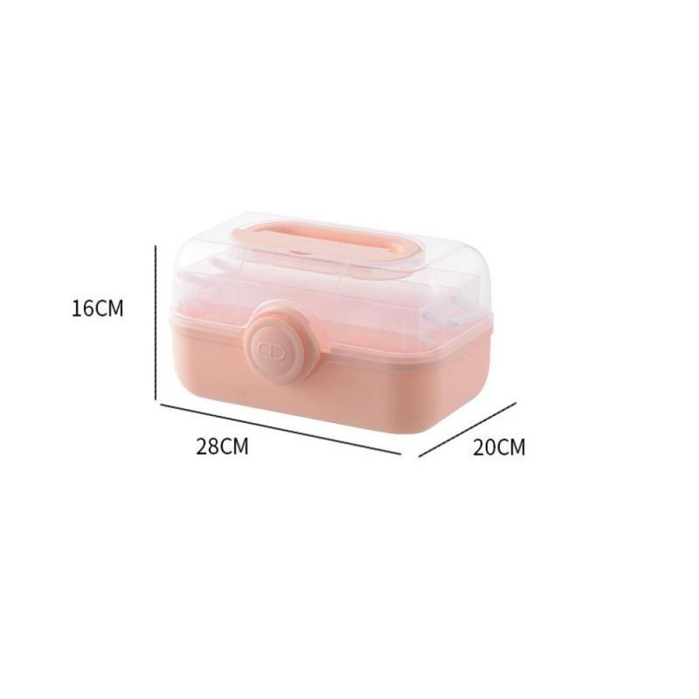 (pink, M) Large Capacity Family Medicine Organizer Box Portable First Aid Kit Medicine Storage Boxes Organizers Plastic Organizing Home
