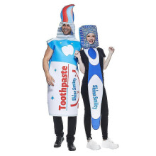 New Arrival Halloween Couple Costume Unique Funny Toothbrush And Toothpaste Costume Man Woman Carnival Party Outfit 2pcs Set