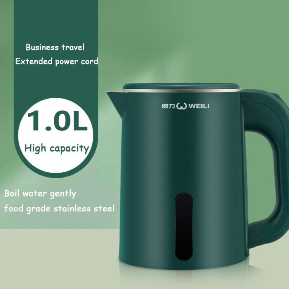 (green, EU) 1.0l Mini Electric Kettle Small Capacity 304 Stainless Steel Teapot Hotel Dormitory Kettle Portable Travel Boil Water Pot 220v