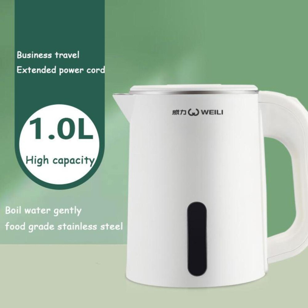 (white, UK) 1.0l Mini Electric Kettle Small Capacity 304 Stainless Steel Teapot Hotel Dormitory Kettle Portable Travel Boil Water Pot 220v