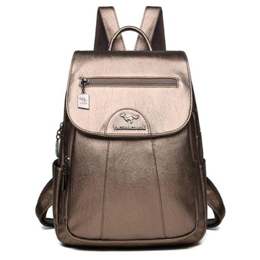 (yellow, 25x12x30) New Women&apos;s Backpack Large Capacity Soft Leather Travel Bag Fashion Trend Student Backpack