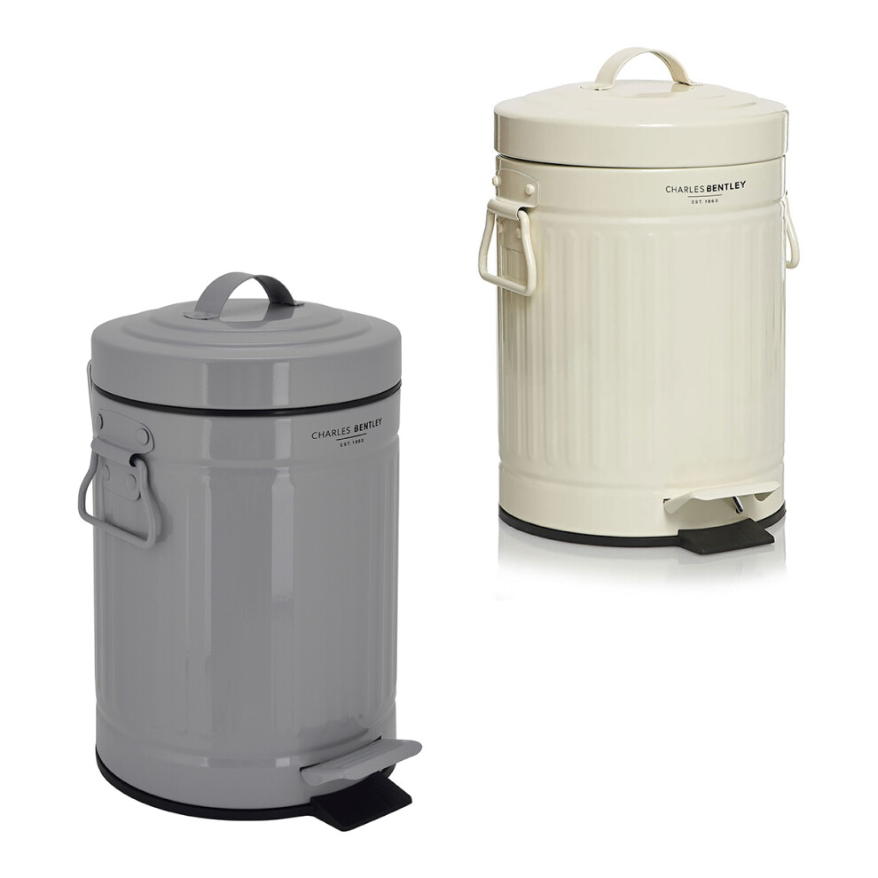 Charles Bentley Retro Powder Coated Steel Waste Rubbish Kitchen Bathroom Mini Pedal Bin - Fully Assembled - 3L