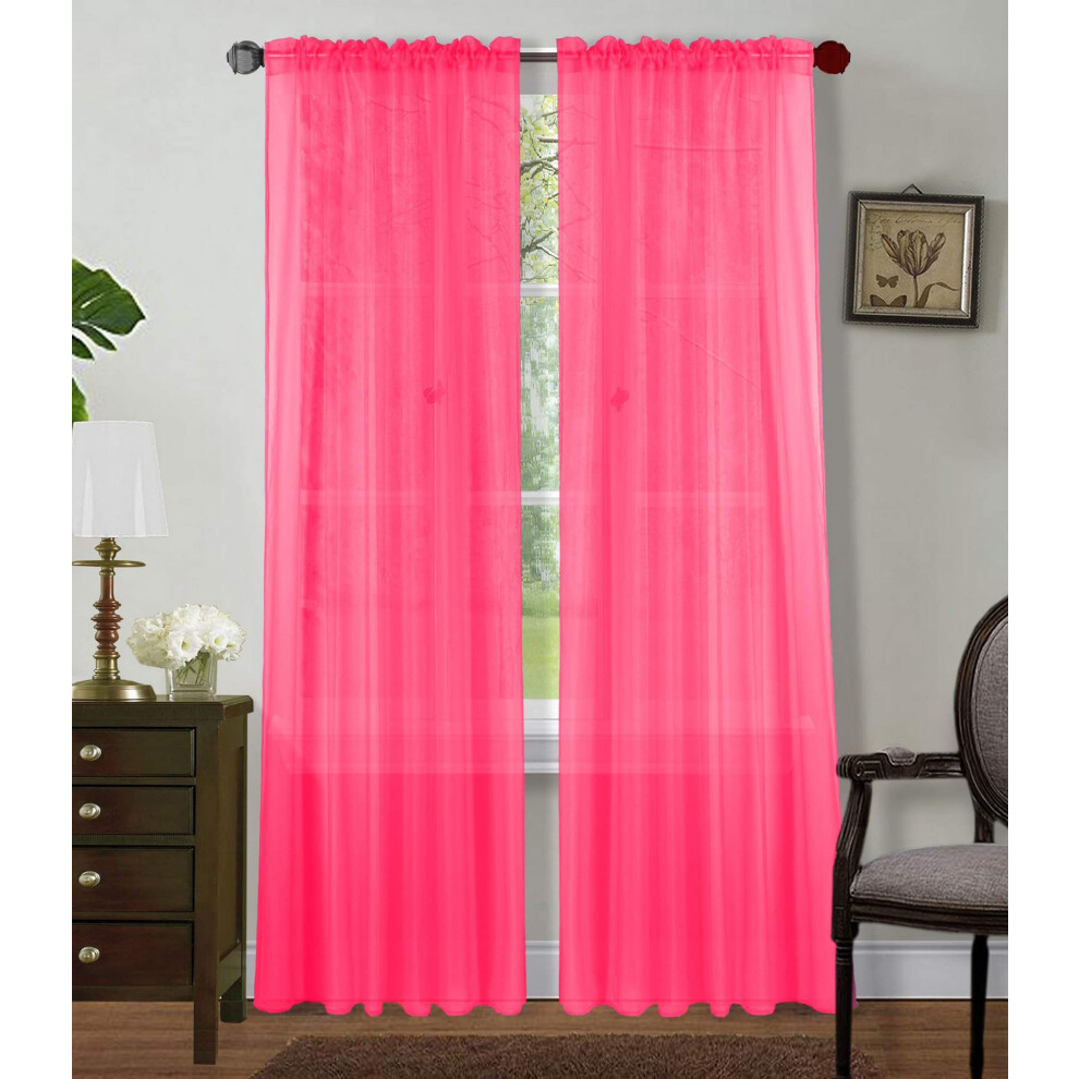 Rideaux transparents rose vif Sapphire Home - Lot de 2 panneaux 137 x 241 cm - Voilages transparents filtrant la lumi   re et l'intimit    - Rideaux
