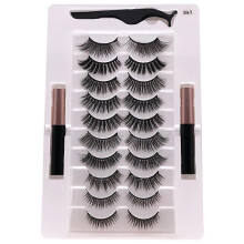 10 Pairs Magnetic Eyelashes And 2 Eyeliner Set - Natural Look