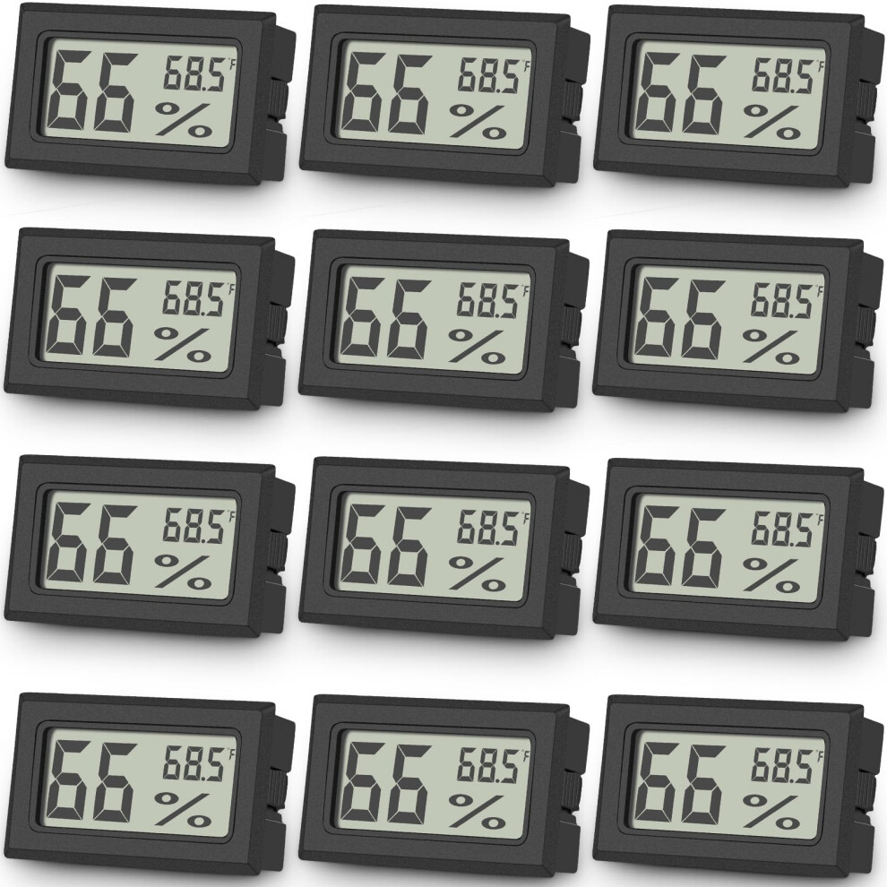 Vaikby 12-Pack Mini Digital Thermometer Hygrometer, Indoor Humidity Monitor, Temperature Humidity Gauge Meter With Fahrenheit (?) For Humidors, Greenh