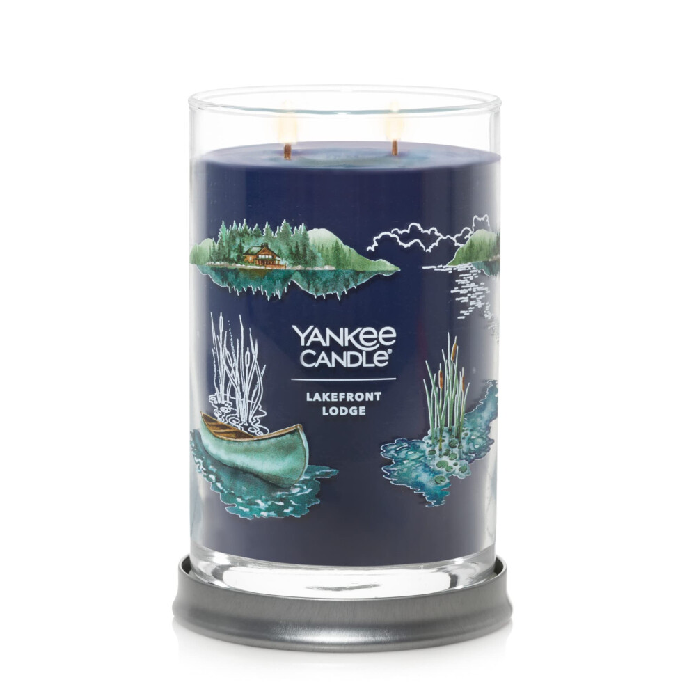 Yankee Candle Lakefront Lodge Scented  Signature 20oz Large Tumbler 2-Wick Candle  Over 60 Hours of Burn Time