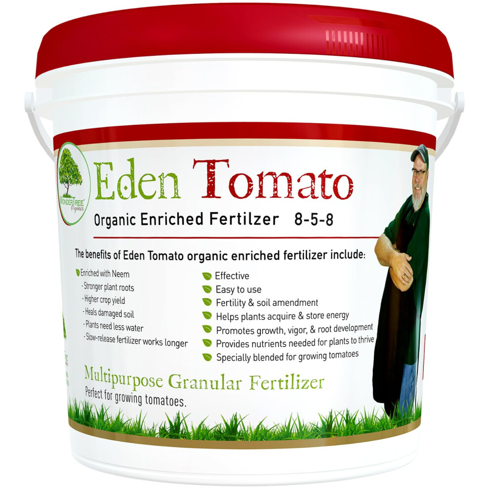 Eden Tomato Organic Enriched Fertilizer | Neem Plant Food 8-5-8 Enriched Formula | for Growing Healthy & Natural Tomatoes (5lbs)