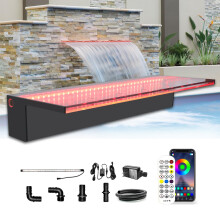 LONGRUN Waterfall Spillway APP Control Multi-Color LED Light Outdoor Pool Fountain Acrylic Water Spillway Koi Pond Waterfalls Fountains Kit for Gard