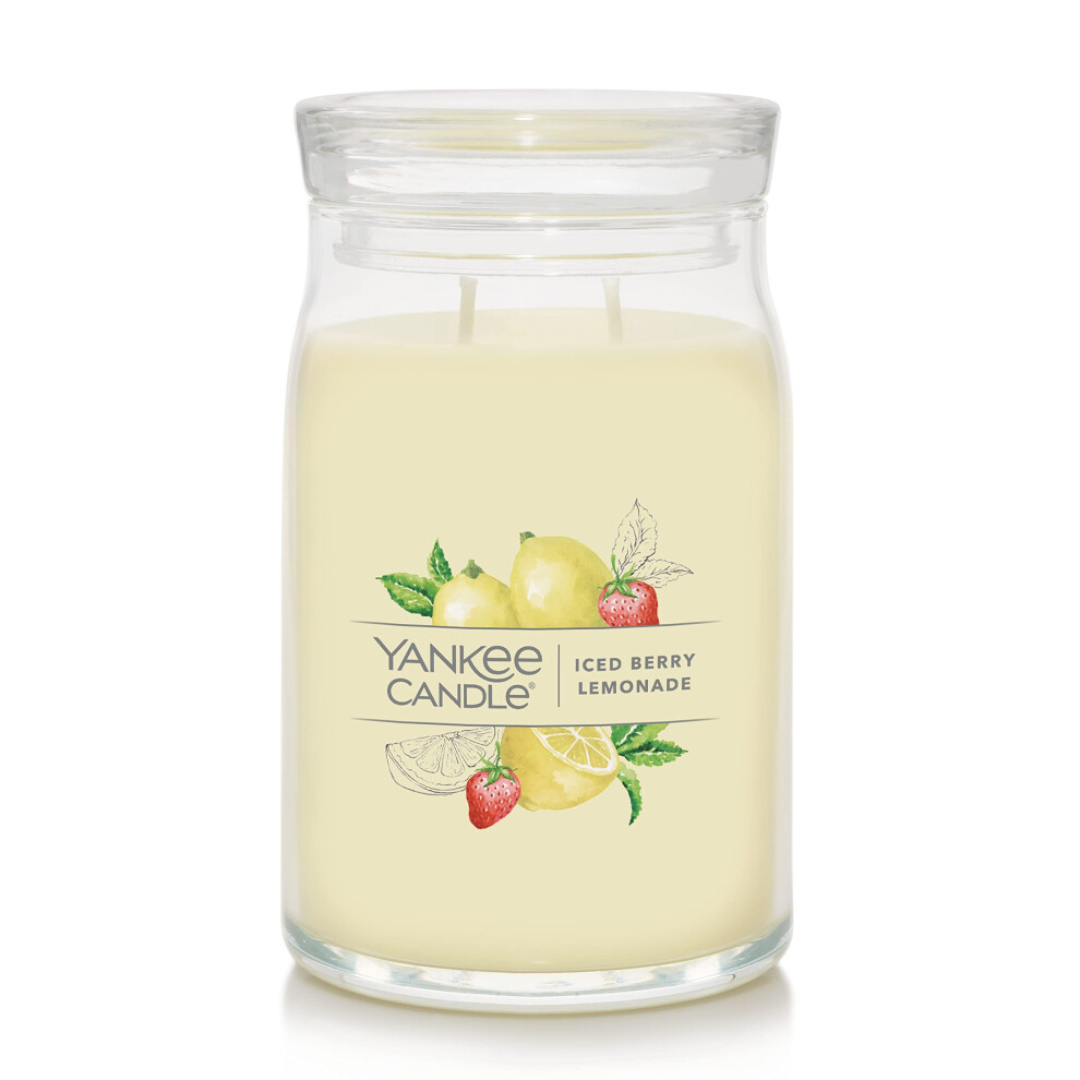 Yankee Candle Iced Berry Lemonade Scented  Signature 20oz Large Jar 2-Wick Candle  Over 60 Hours of Burn Time