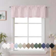 Chyhomenyc Bennet Blush Roze Valance voor Ramen, Neppendoek Slub Textuur Semi Doorzichtig Keuken Valance Gordijn