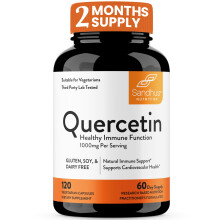 Sandhu's Quercetin 1000mg Per Serving Vegetarian Capsules Bioflavonoids Supports Immune Health & Cardiovascular Health Respiratory Health Seasonal A