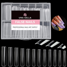 UNA GELLA Full Cover Nageltips Fyrkantiga Gel Naglar 120 PCS XXL Extra Långa