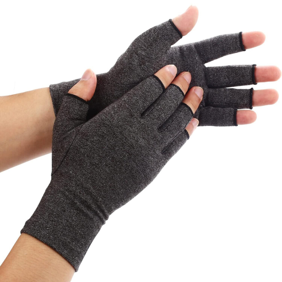 Duerer Arthritis Compression Gloves Women Men For Rsi, Carpal Tunnel, Rheumatiod, Tendonitis, Fingerless Gloves For Computer Typing And Dailywork (Bla