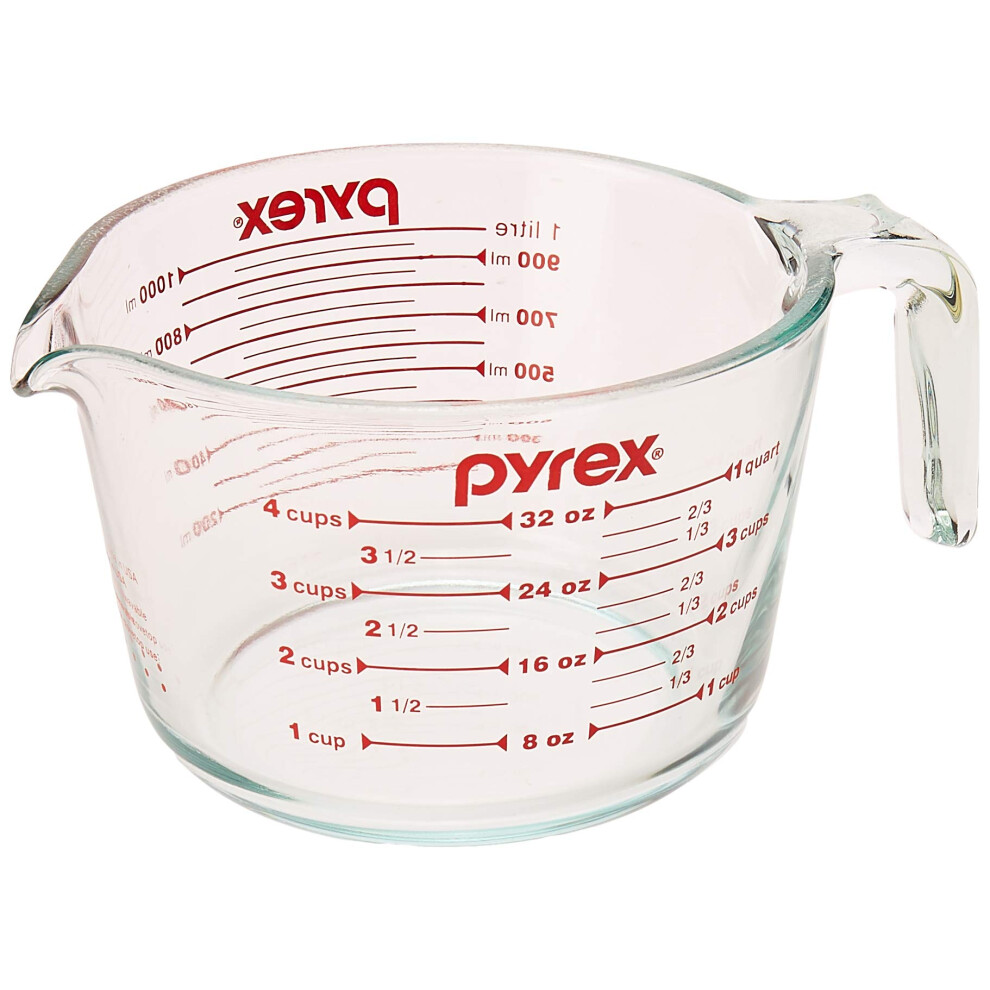 Pyrex (32 Oz) Measuring 4 Cup Glass  Clear  Red