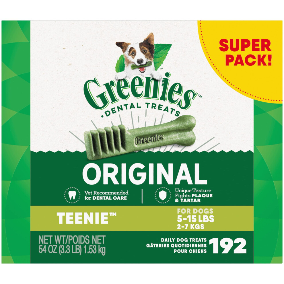 Greenies Original Teenie Natural Dental Care Dog Treats  54 oz. Pack (192 Treats)