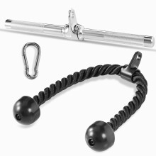 Yes4All Combo Rotating Straight Bar and Tricep Rope Cable Machine Attachment/Tricep Pull Down Rope - Cable Bar for Strength Training Home Gym