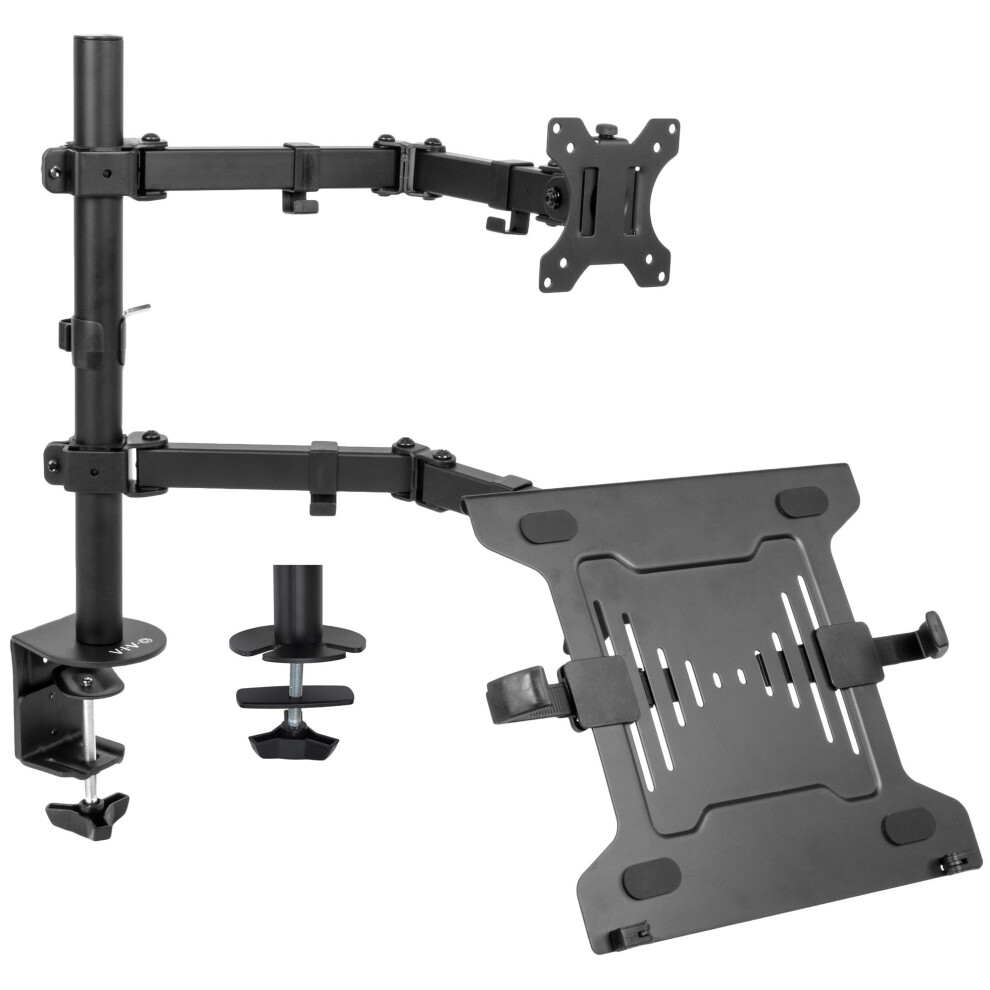 VIVO Full Motion Monitor and Laptop Desk Mount Articulating Double Center Arm Joint VESA Stand  Fits up to 32 inch Screen  STAND-V102C