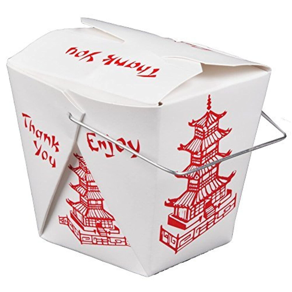 15 Count 16 oz Pagoda Wire Handle Chinese Takeout Box