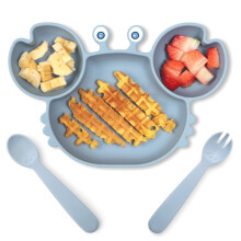 Assiettes d'aspiration roccales pour bebe assiettes en silicone avec aspiration divisee pour bebe fourchette pour babilde pour bebes plats pour e